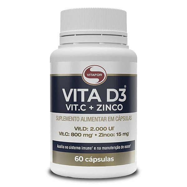 Vitamina D3 + C + Zinco Vitafor 60 cápsulas 1mg