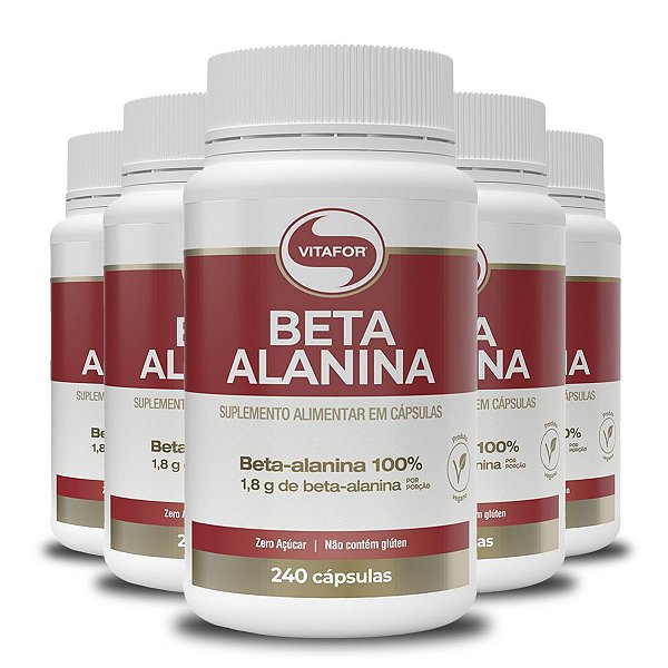 Kit 5 Beta Alanina 500mg Vitafor 240 cápsulas