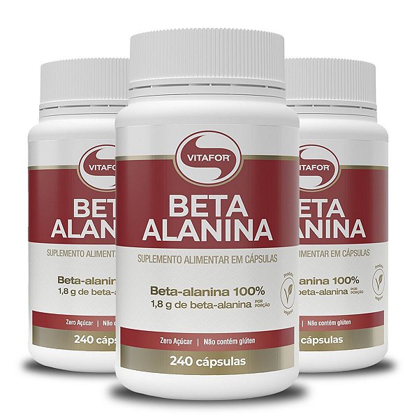 Kit 3 Beta Alanina 500mg Vitafor 240 cápsulas