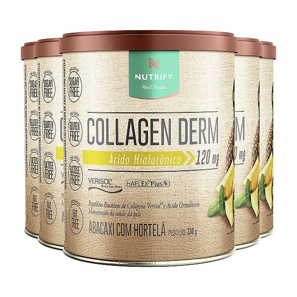 Kit 5 Collagen Derm Hialurônico Abacaxi com Hortelã Nutrify 330g