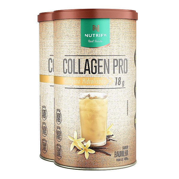 Kit 2 Collagen Pro Colágeno Hidrolisado Baunilha Nutrify 450g