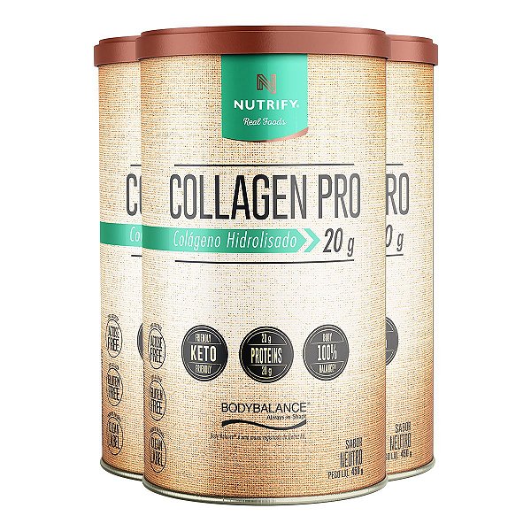 Kit 3 Collagen Pro Colágeno Hidrolisado Neutro Nutrify 450g