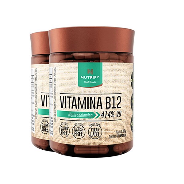 Kit 2 Vitamina B12 Metilcobalamina Nutrify 60 Cápsulas