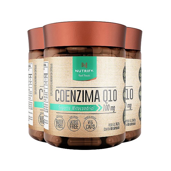 Kit 3 Coenzima Q10 + Vitamina E Nutrify 60 Cápsulas