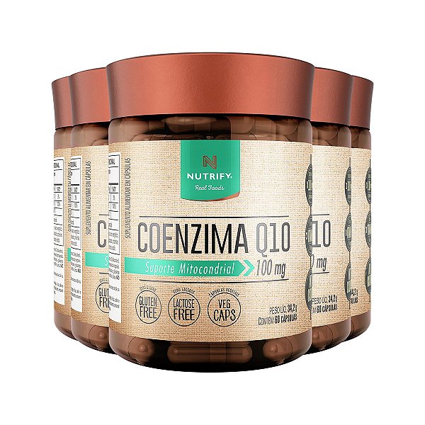 Kit 5 Coenzima Q10 + Vitamina E Nutrify 60 Cápsulas