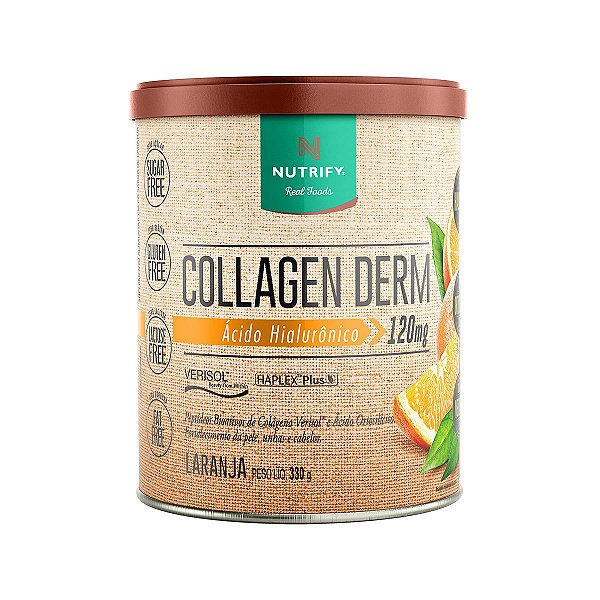 Collagen Derm Ácido Hialurônico Laranja Nutrify 330g