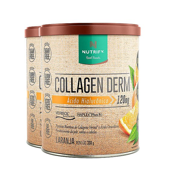 Kit 2 Collagen Derm Ácido Hialurônico Laranja Nutrify 330g