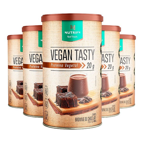 Kit 5 Vegan Tasty Brownie de Chocolate Nutrify 420g