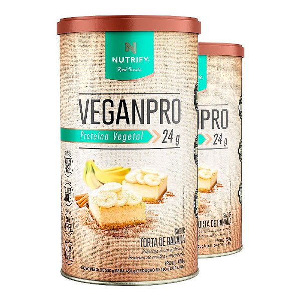 Kit 2 Veganpro Proteína Vegetal Torta com Banana Nutrify 450g