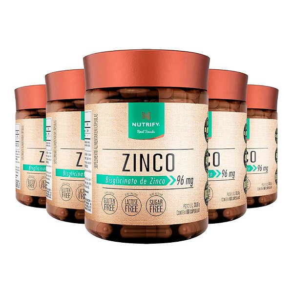 Kit 5 Zinco Nutrify 60 Cápsulas