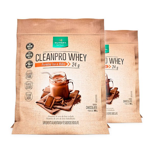 Kit 2 Cleanpro Whey Hidrolisado Chocolate Nutrify 900g