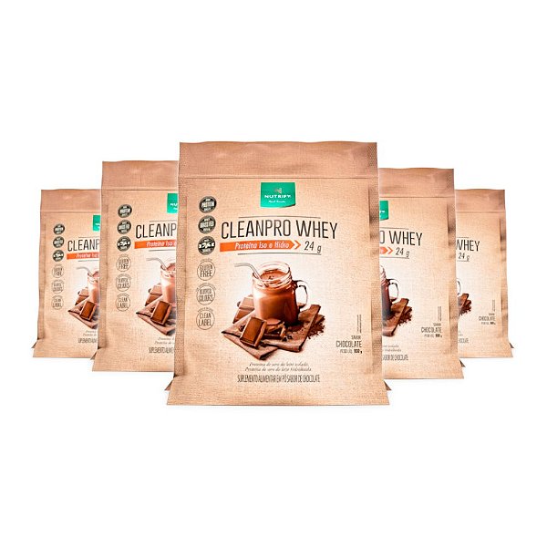 Kit 5 Cleanpro Whey Hidrolisado Chocolate Nutrify 900g