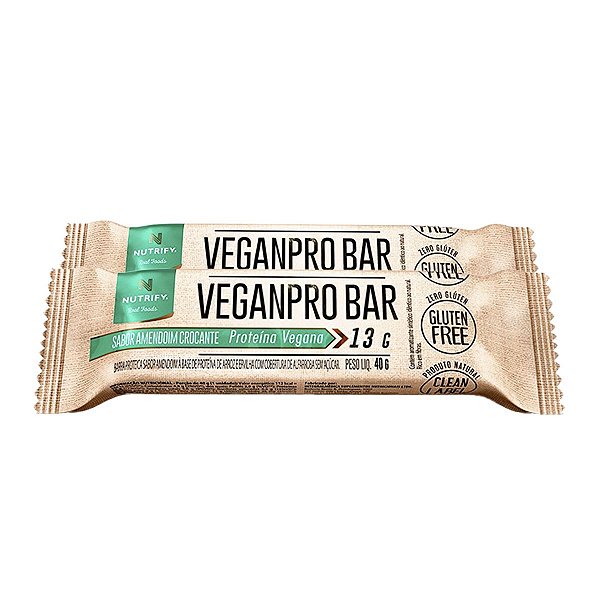 Kit 2 Veganpro Bar Nutrify Barra de proteína Vegana Amendoim Und