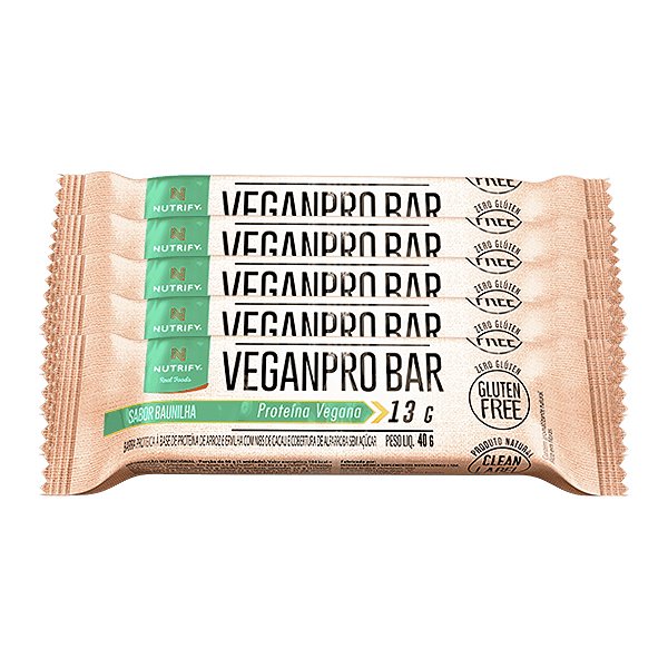Kit 5 Barra de Proteína Nutrify Veganpro Bar Vegana Baunilha 50g