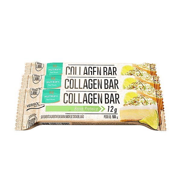 Kit 3 Collagen Bar Nutrify Barra de proteína Torta de Limão Und 50g