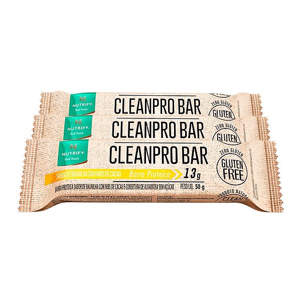 Kit 3 Cleanpro Bar Nutrify Barra de proteína Baunilha Und