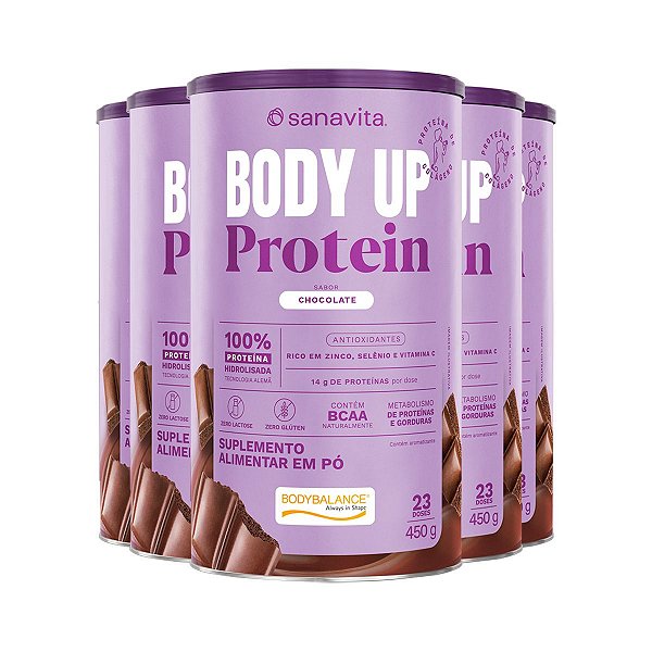 Kit 5 Body Up Protein Chocolate Sanavita 450g