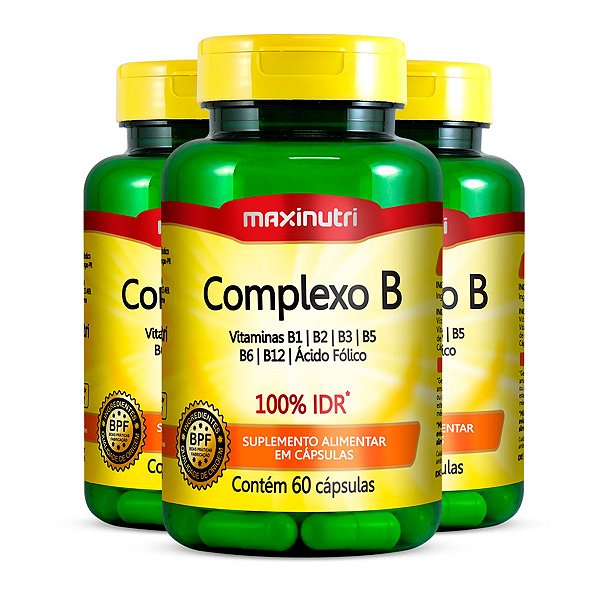 Kit 3 Complexo B 100% IDR Maxinutri 60 Cápsulas