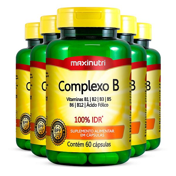 Kit 5 Complexo B 100% IDR Maxinutri 60 Cápsulas