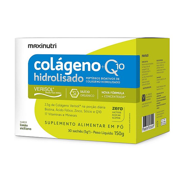 Colágeno Verisol + Q10 Maxinutri 30 Sachês Limão Siciliano