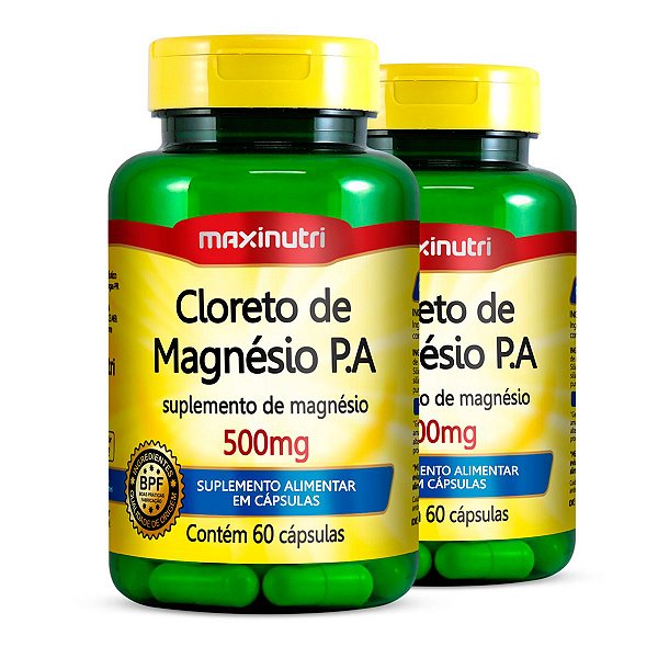 Kit 2 Cloreto de Magnésio P.A 500mg Maxinutri 60 Cápsulas