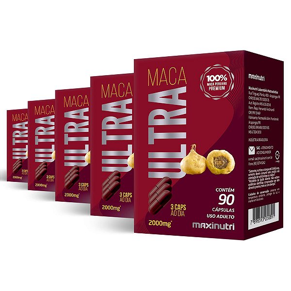 Kit 5 Maca Ultra Premium Maxinutri 90 Cápsulas