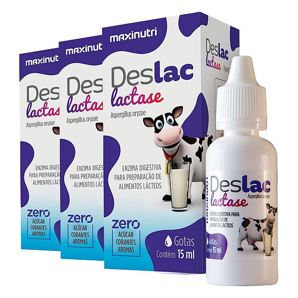 Kit 3 Deslac Lactase Zero Maxinutri 15ml