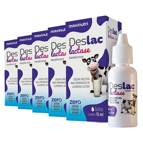 Kit 5 Deslac Lactase Zero Maxinutri 15ml