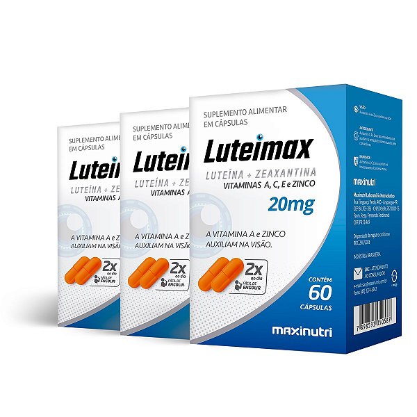 Kit 3 Luteimax Luteína + Zeaxantina Maxinutri 60 Cápsulas