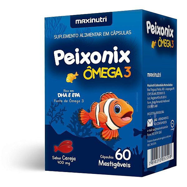 Peixonix Ômega 3 EPA DHA Maxinutri 60 Cápsulas Cereja