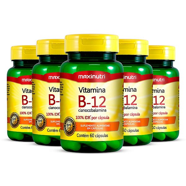 Kit 5 Vitamina B12 100% IDR Maxinutri 60 Cápsulas