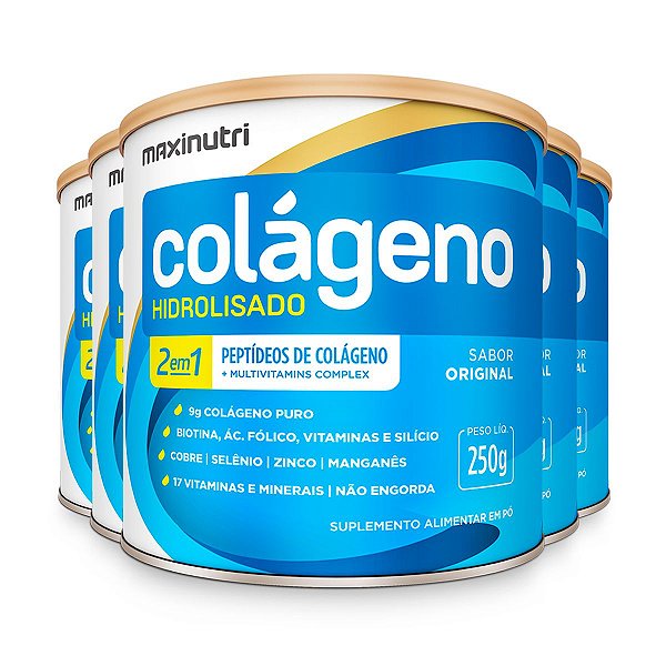 Kit 5 Colágeno Hidrolisado 2 em 1 Maxinutri 250g Original