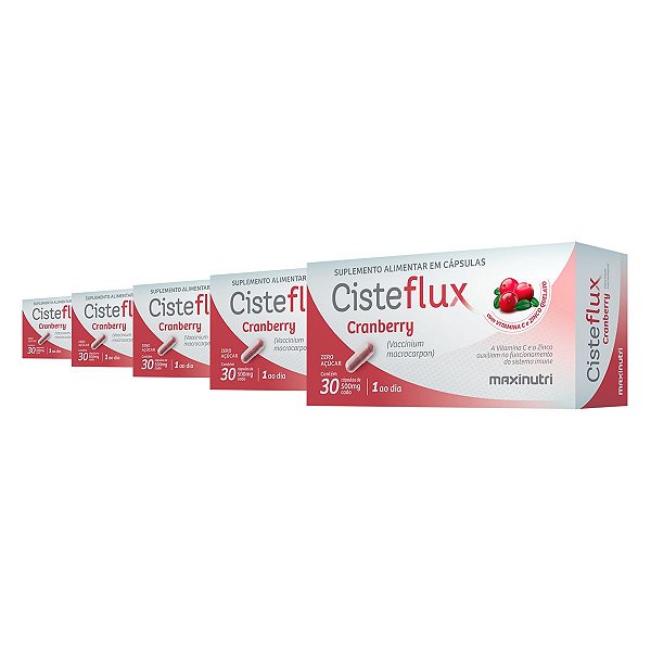 Kit 5 Cisteflux Cranberry Maxinutri 30 Cápsulas