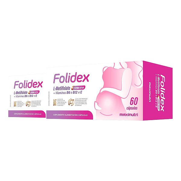 Kit 2 Folidex L-Metilfolato Maxinutri 60 Cápsulas