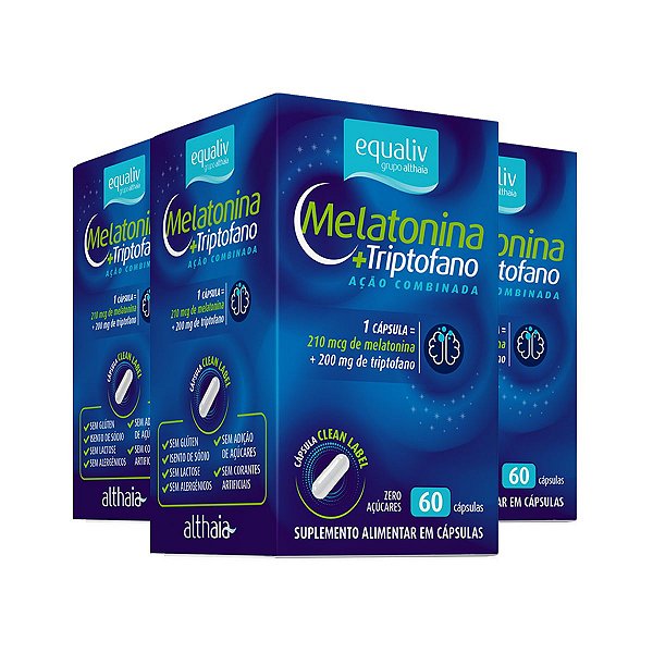 Kit 3 Melatonina + Triptofano Equaliv 60 Cápsulas