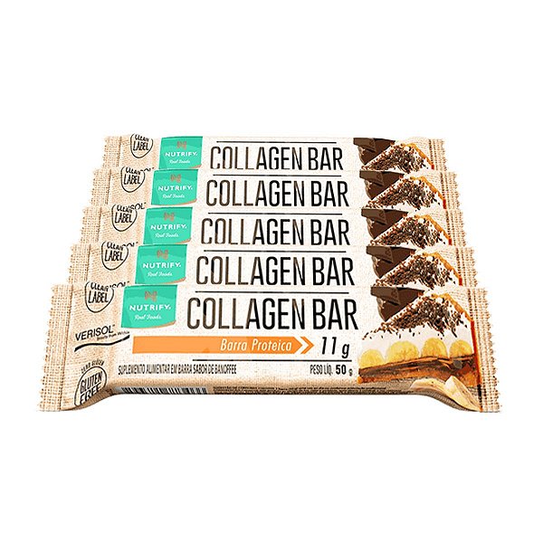 Kit 5 Collagen Bar Nutrify Barra de Proteína Banoffe 50g