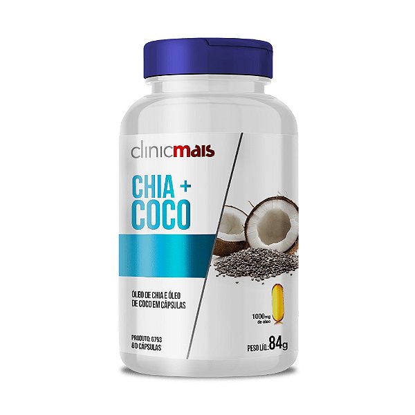 Óleo de chia + Óleo de Coco 1000mg Clinic Mais 60 cápsulas