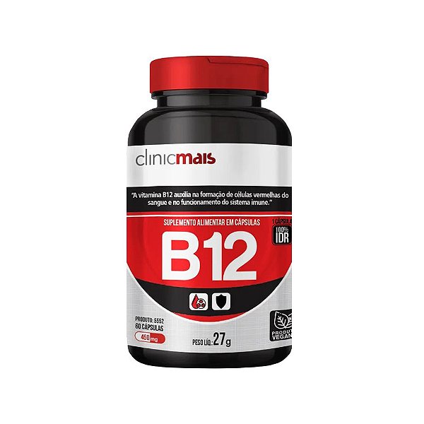 Vitamina B12 450mg ClinicMais 60 cápsulas