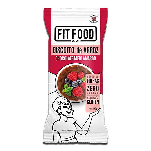 Biscoito de Arroz c/ Chocolate Amargo 60g FIT FOOD