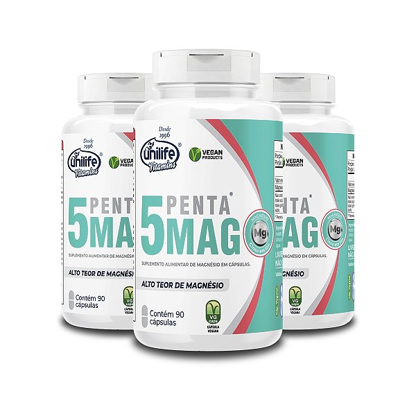 Kit 3 Penta 5 Mag Magnésio Unilife 90 cápsulas
