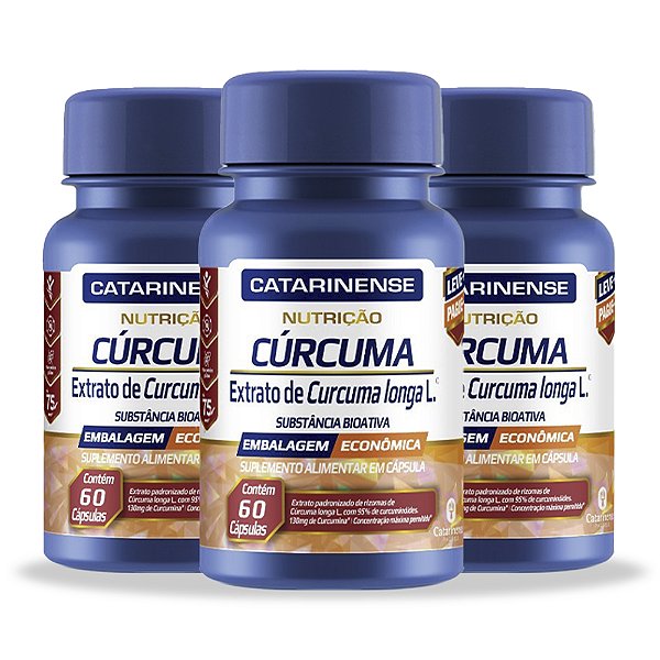 Kit 3 Cúrcuma 130mg Catarinense 60 cápsulas