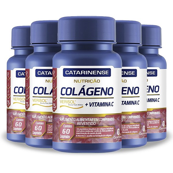 Kit 5 Colágeno Verisol + Vitamina C Catarinense 60 Comprimidos