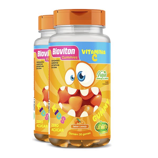 Kit 2 Gummy Kids Vitamina C Unilife 30 gomas Laranja