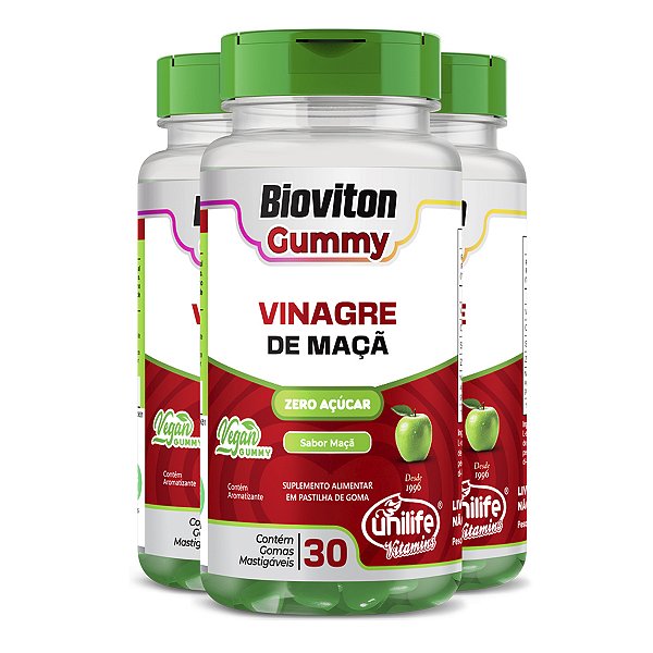 Kit 3 Gummy Vinagre de Maçã Unilife 30 gomas
