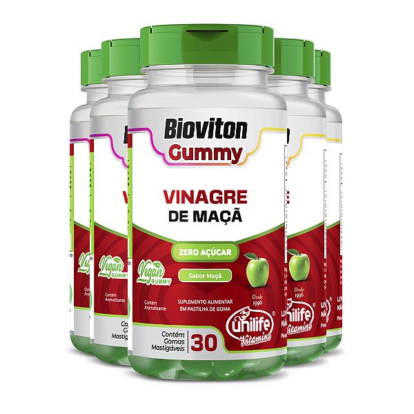Kit 5 Gummy Vinagre de Maçã Unilife 30 gomas