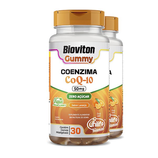 Kit 2 Gummy Coenzima Q10 Unilife 30 gomas Laranja