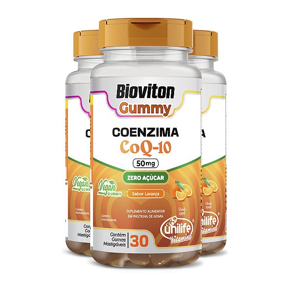 Kit 3 Gummy Coenzima Q10 Unilife 30 gomas Laranja