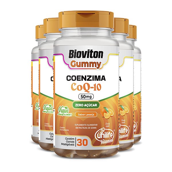 Kit 5 Gummy Coenzima Q10 Unilife 30 gomas Laranja