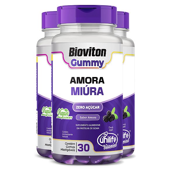 Kit 3 Gummy Amora Miura Unilife 30 gomas