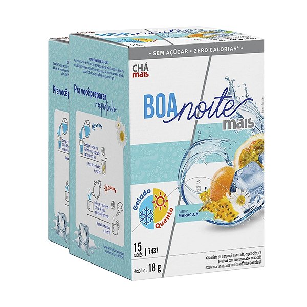 Kit 2 Chá Gelado CháMais Boa Noite Mais Maracujá 15 Sachês